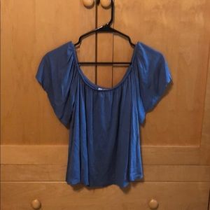 Off the shoulder blue top